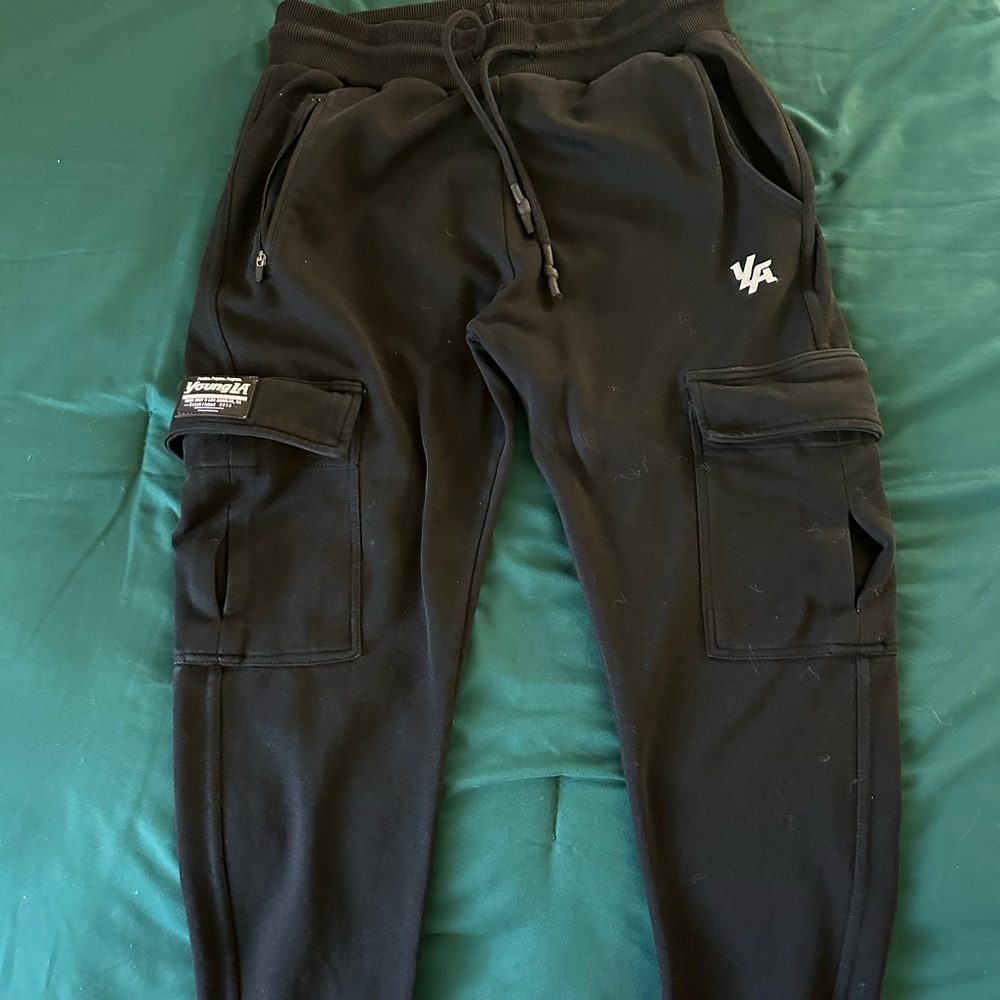 YoungLA Black Cotton-Blend Joggers
